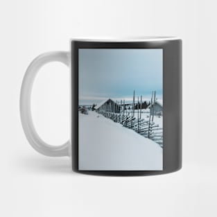 Remote Cabins in White Norwegian Winter Landscape Mug